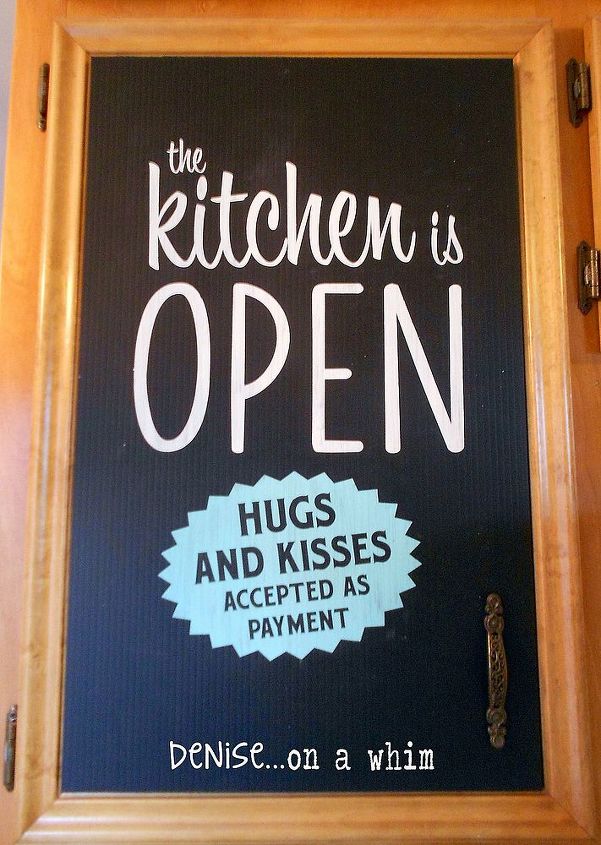 my kitchen update inspired by, home decor, kitchen design, A retro sign on the kitchen cupboard