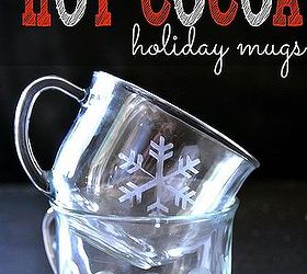 glass etched cocoa mugs, crafts, seasonal holiday decor