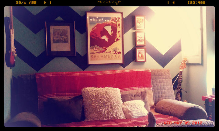 living room chevron wall navy, painting, wall decor, Voila