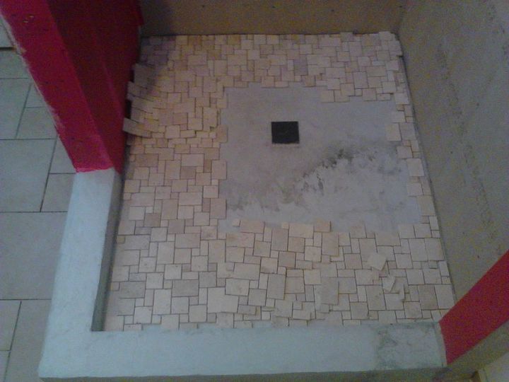 before amp after shower stall, bathroom, remodeling, tiling, Tile prep