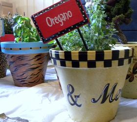 painted clay pots, container gardening, crafts, gardening, painting, Painted Clay Pots Herb Sign by GranArt