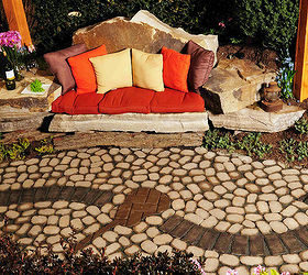 stone sofas and unique outdoor spaces in baltimore md, outdoor living, Stone sofa and musical terrace inlay