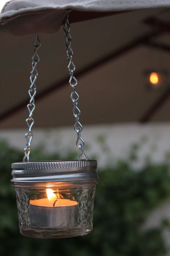 mini mason jars as a cute accessory to your patio, crafts, mason jars, patio, repurposing upcycling, mini mason jar candles after