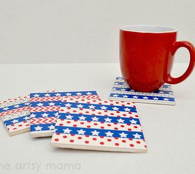 patriotic washi tape coasters, crafts