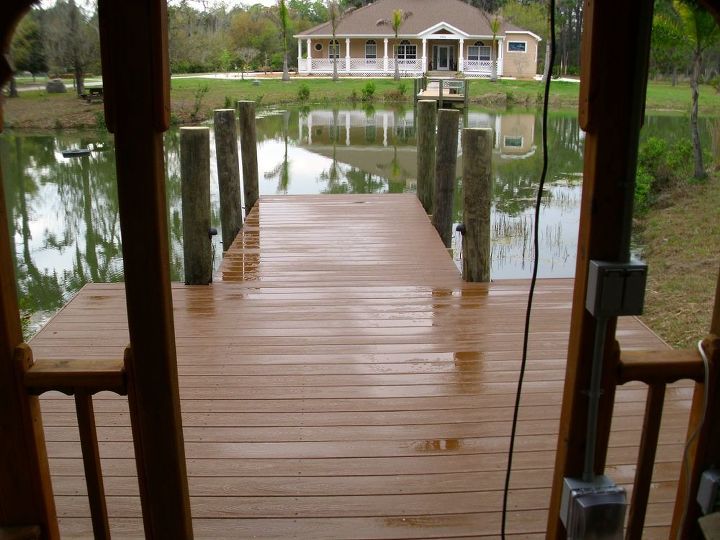 water feature on a natural pond, decks, landscape, outdoor living, ponds water features, Trex deck