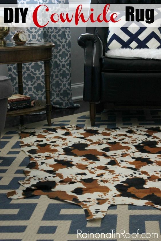 diy cowhide rug no painting required, home decor, living room ideas, reupholster, No painting a hide pattern for this one just cut it out