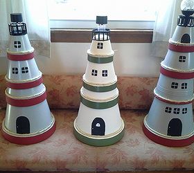 clay pot lighthouse, crafts, repurposing upcycling