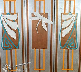 art deco painted floor screen, home decor, painting, repurposing upcycling