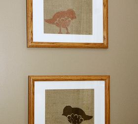easy fall burlap art, crafts, repurposing upcycling, Here s a closeup of the birdies on burlap