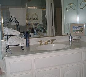 spray paint bathroom fixutres yes, bathroom ideas, home decor, painting, Before brass faucets