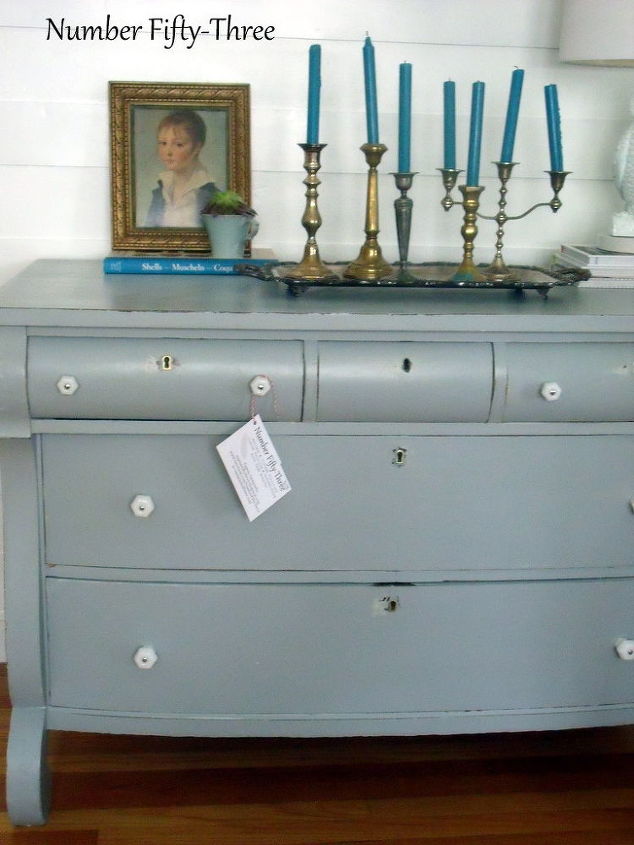 gull gray milk glass dresser, painted furniture