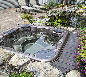 project spotlight love water features love to relax this is the best of both enjoy, outdoor living, patio, ponds water features, pool designs, spas, View of the chaise lounges where they sit to enjoy the sights and sounds of nature