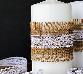 simple burlap and lace candles, crafts, home decor, mason jars, shabby chic
