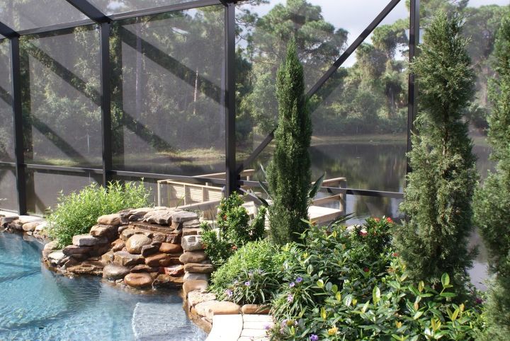 new pictures, doors, gardening, Recent pool landscape by sims landscape with lagoon background