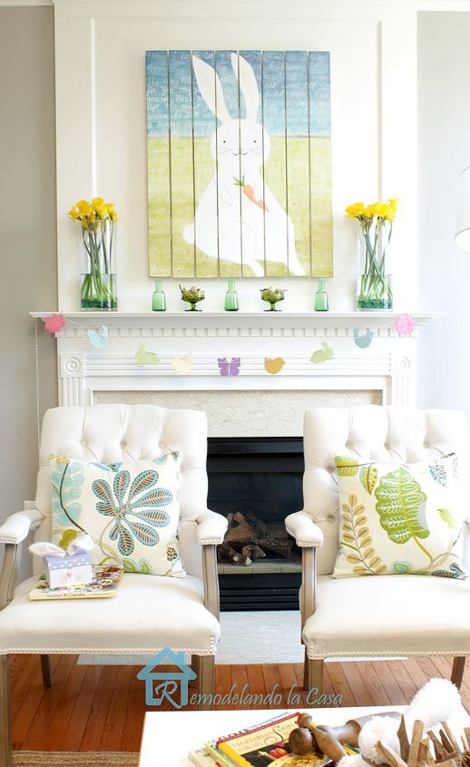 easter spring mantel, easter decorations, fireplaces mantels, seasonal holiday d cor