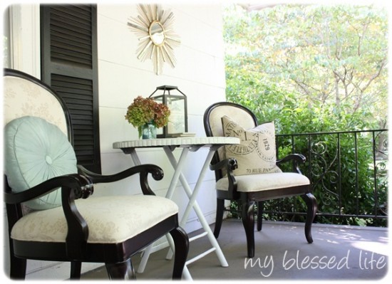 bamboo porch table makeover, painted furniture