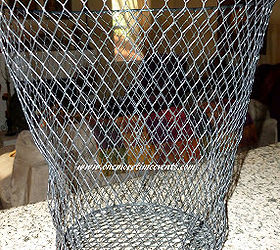 dollar store wire basket lampshade, crafts, lighting, repurposing upcycling, Dollar Store Wire Trash Basket