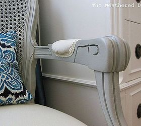 how to upholster a french chair, painted furniture, reupholster, Added trim to finish off the edges and hide the staples