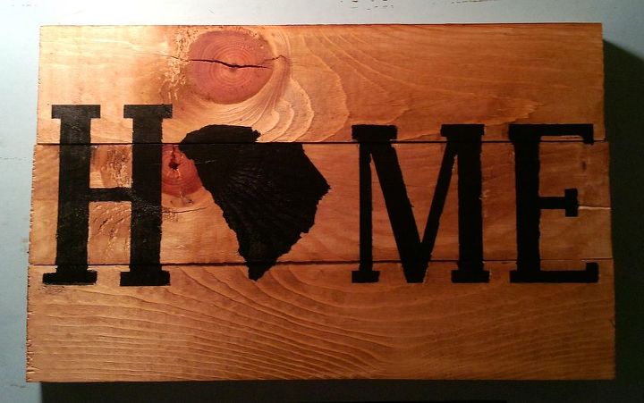still using that left over pallet wood rustic home state sign, crafts, pallet, repurposing upcycling, Made with left over pallet wood a stencil cut from my silhouette cameo stain paint and wood glue