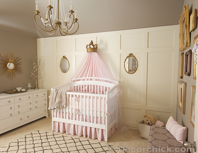 pink grey and gold vintage nursery makeover, bedroom ideas, home decor, Vintage nursery with pink grey and gold touches throughout