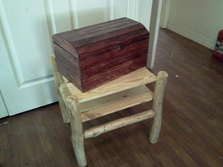 knick knack table i built from a tree that had falling in my yard, diy, painted furniture, woodworking projects, a small storage box made from the same tree