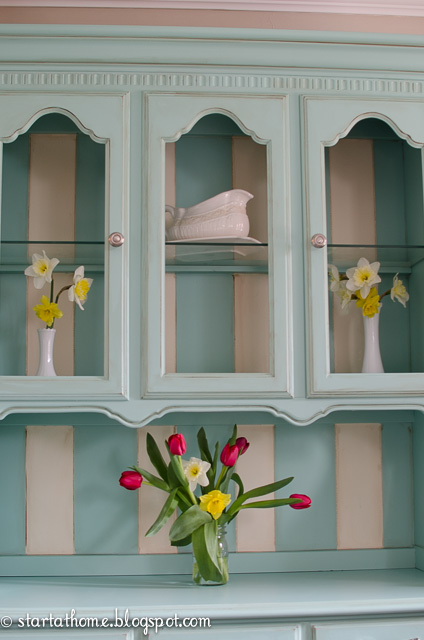 teal hutch, painted furniture