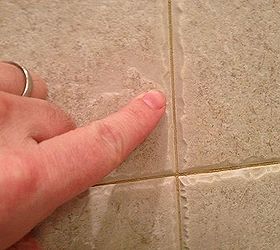 shower cleaning made easy without the use of noxious chemicals, cleaning tips, Untreated grout became discolored and reddish familiar