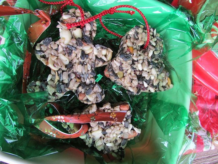 nutty fruit birdseed hanging ornaments, crafts, seasonal holiday decor, Put back in frig until you use them or give them as gift