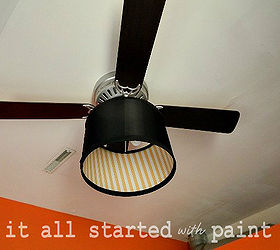 washi tape drum shade ceiling fan makeover, bedroom ideas, crafts, home decor, Ceiling fan makeover with drum shade decorated with washi tape