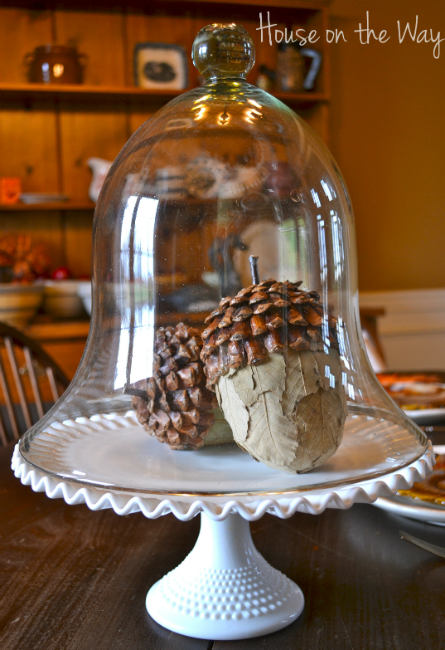 fall decor with a bell jar, seasonal holiday decor