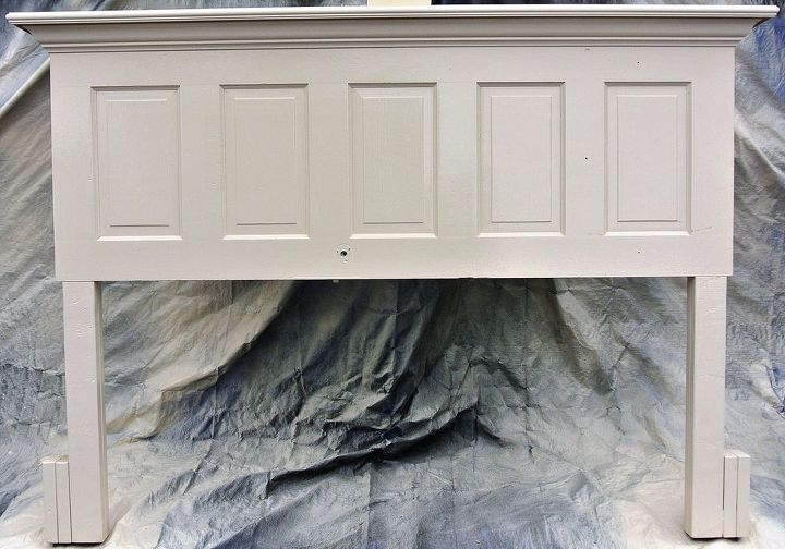 king size 5 panel door headboard painted autumn tan, painted furniture, woodworking projects