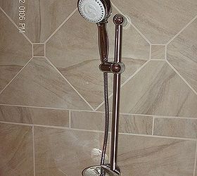 custom tile shower, bathroom ideas, tiling, This is the hand held by the seat on an adjustable slide bar