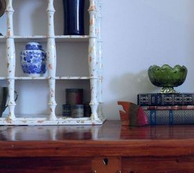 a thrift store shelf makeover, painted furniture, Confetti Shelf Styled