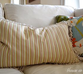 diy beach theme throw pillows, crafts, Robert Allen Stripe fabric with natural fringe detail