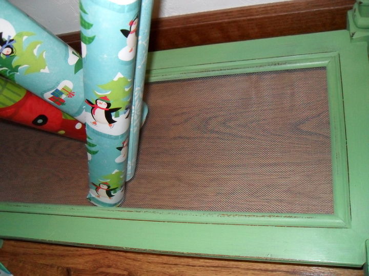 5 sofa table becomes my gift wrap storage system, chalk paint, cleaning tips, repurposing upcycling, I stapled screen to the base