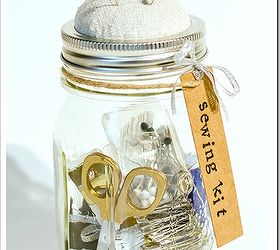 mason jar sewing kit, crafts, mason jars, Anthropologie knock off mason jar sewing kit using materials found at home