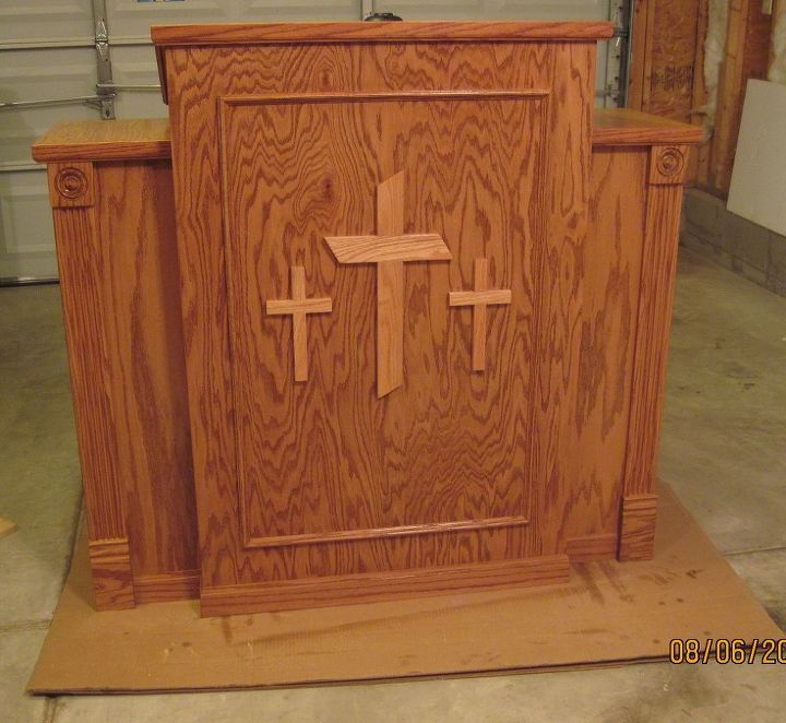 pulpit husband made, diy, woodworking projects
