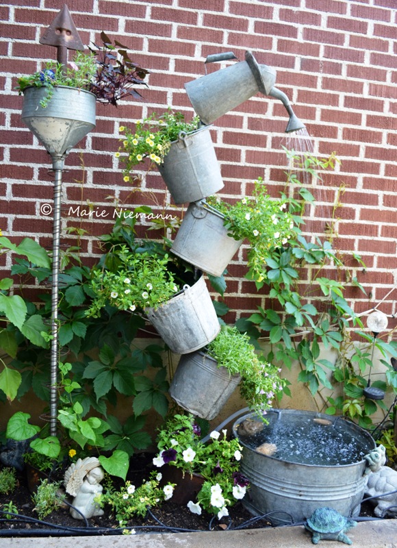Marie S Tipsy Solar Fountain Hometalk Marie S Tipsy Solar Fountain Container Gardening Crafts Ponds Water Features