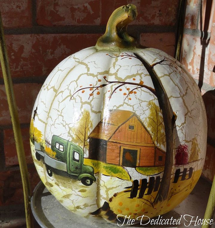 fall decor in the garden and house, patriotic decor ideas, seasonal holiday d cor, wreaths, Painted pumpkin from