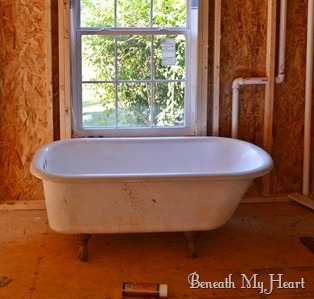 how we refinished our antique claw foot tub, bathroom ideas, diy, how to, repurposing upcycling, Before