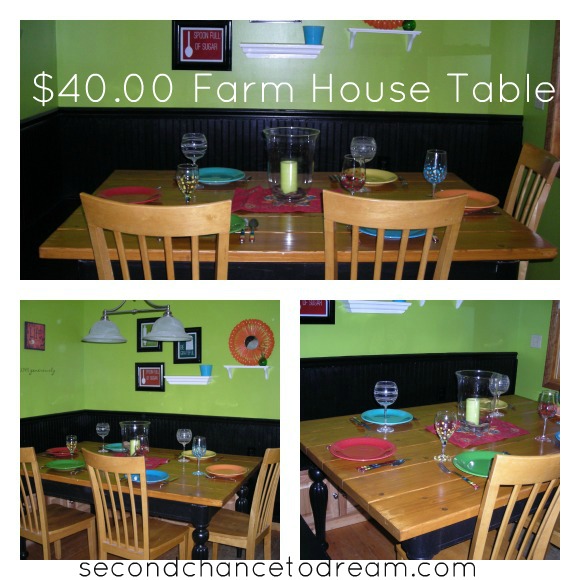 diy farm table redo for 40 00, diy, how to, woodworking projects, My 40 00 Farmhouse table made from an old table base