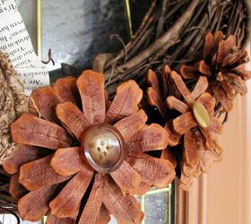 fall wreath with pine cones and burlap, crafts, flowers, seasonal holiday decor, wreaths, Pine cone flowers