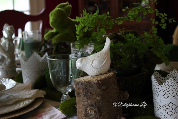 whimsical woodland tablescape for spring, crafts, seasonal holiday decor
