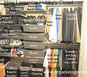 very organized closet for my hubby, closet, organizing, Zones in his closet help keep him organized