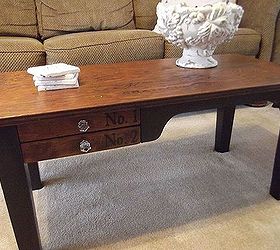 my coffee table from old desk, living room ideas, painted furniture, repurposing upcycling, Coffee table from old desk