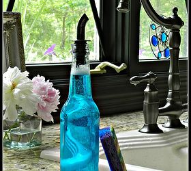 beer bottle soap dispenser, repurposing upcycling, This bottle is nice and light and easy to use when your hands are soapy