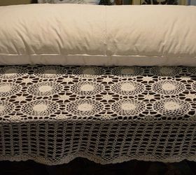 make an extremely easy pillow in literally minutes, crafts, shabby chic, I started with a crochet tablecloth and a body pillow