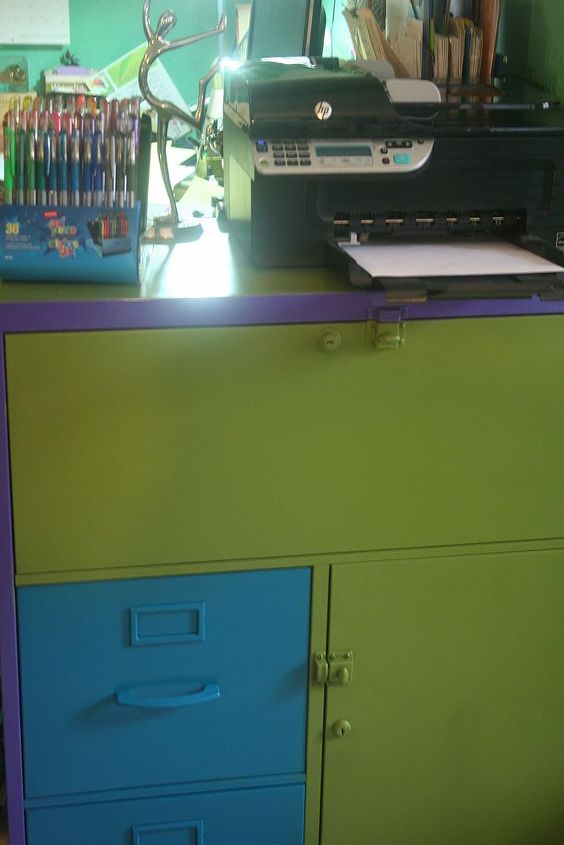 file cabinet renew, painted furniture, in its new home