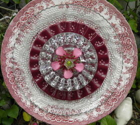finally started making my plate flowers and glass towers what fun, This one really sparkles in the sun