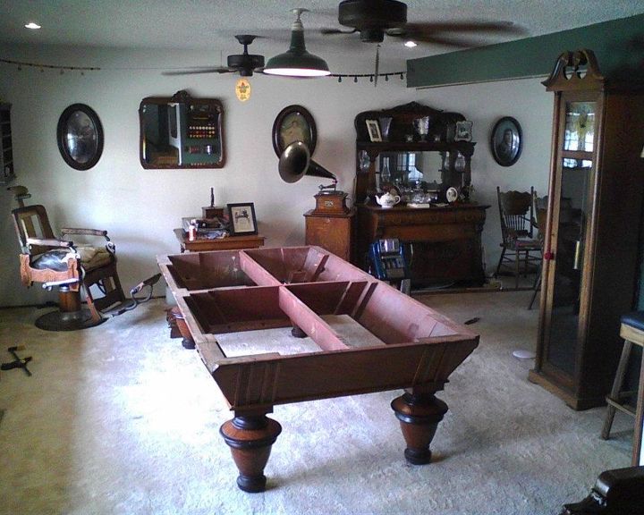 antique brunswick billiard table restoration project, painted furniture